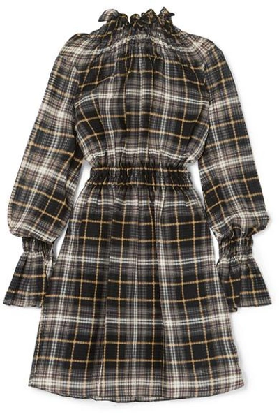 Shop Beaufille Galileo Ruffled Plaid Cotton And Silk-blend Voile Tunic