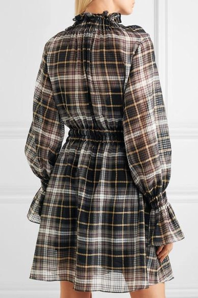 Shop Beaufille Galileo Ruffled Plaid Cotton And Silk-blend Voile Tunic