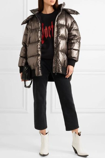 Shop Moncler Quilted Metallic Shell Down Jacket In Bronze