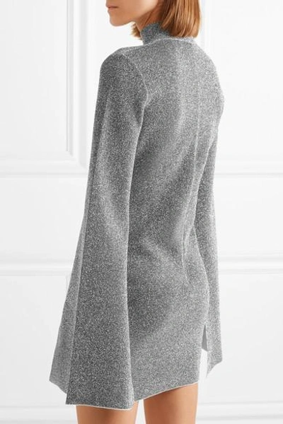 Shop Solace London Alula Stretch-lurex Turtleneck Mini Dress In Silver
