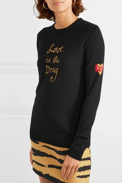 Shop Bella Freud Love Is The Drug Wool-blend Sweater In Black