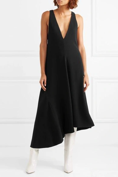 Shop Tibi Crepe Midi Dress In Black