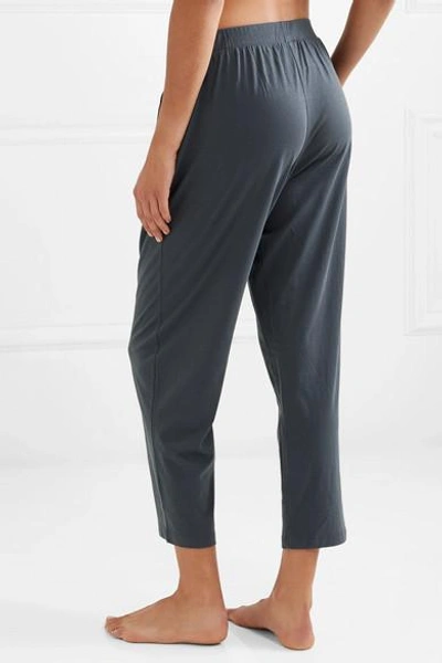 Shop Skin Everywhere Cropped Organic Pima Cotton-jersey Pajama Pants In Midnight Blue