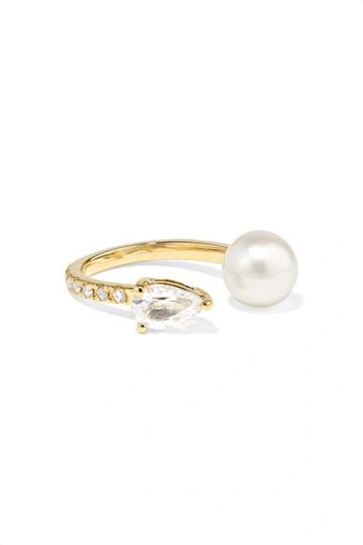 Shop Anissa Kermiche 14-karat Gold Pearl, Diamond And Sapphire Ear Cuff