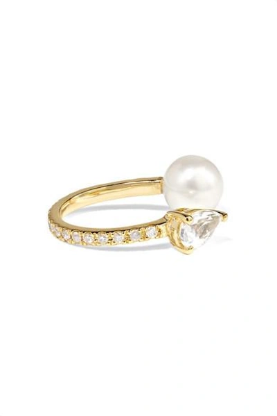 Shop Anissa Kermiche 14-karat Gold Pearl, Diamond And Sapphire Ear Cuff