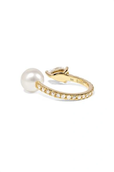 Shop Anissa Kermiche 14-karat Gold Pearl, Diamond And Sapphire Ear Cuff