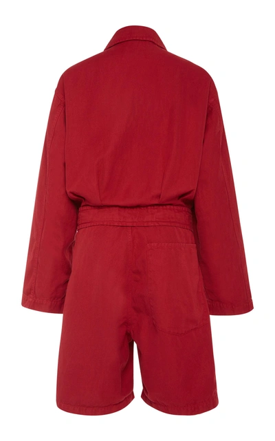 Shop Nili Lotan Ariana Cotton Jumpsuit In Red