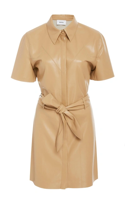 Shop Nanushka Roberta Vegan Leather Mini Dress In Neutral