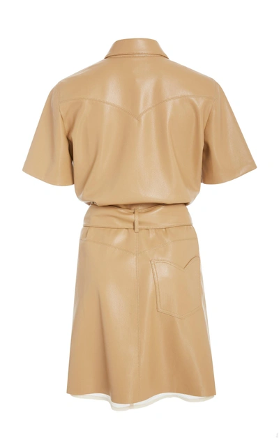 Shop Nanushka Roberta Vegan Leather Mini Dress In Neutral