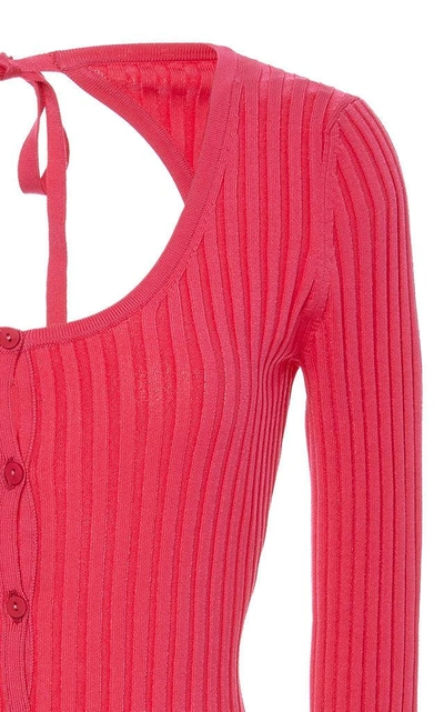 Shop Prabal Gurung Ribbed-knit Bodysuit In Pink