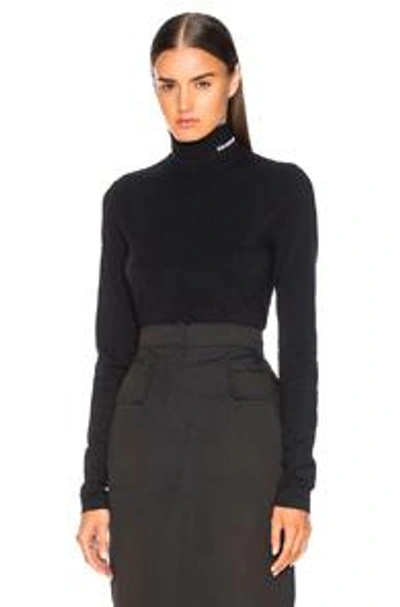 Shop Calvin Klein 205w39nyc Stretch Cotton Jersey Turtleneck In Black
