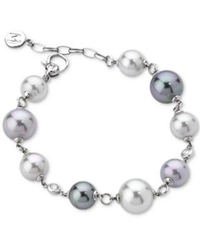 Shop Majorica Sterling Silver Imitation Pearl Link Bracelet In White