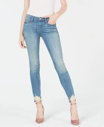 Shop True Religion Halle Distressed Hem Skinny Jeans In Chewed Indigo