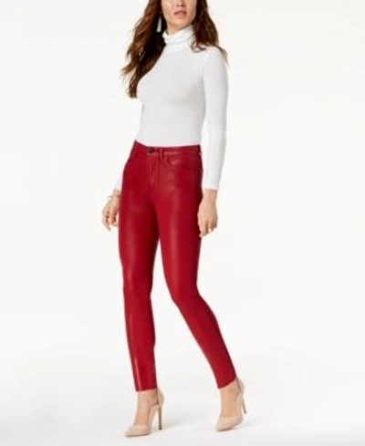 Shop Joe's Jeans The Coated Charlie Ankle Skinny Jeans In Ruby Red