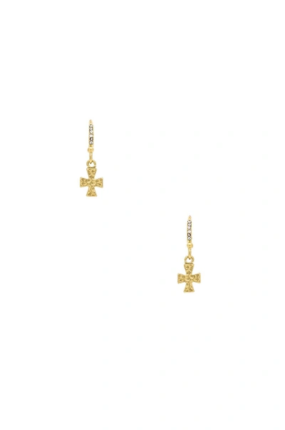 Shop Luv Aj The Hammered Pave Cross Hooks In Metallic Gold