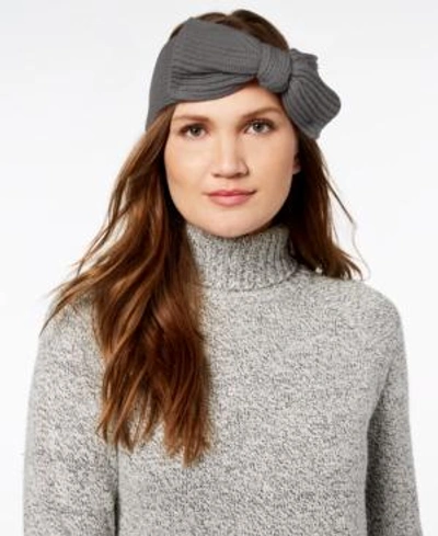 Shop Kate Spade New York Solid Bow Knit Headband In Heather Grey