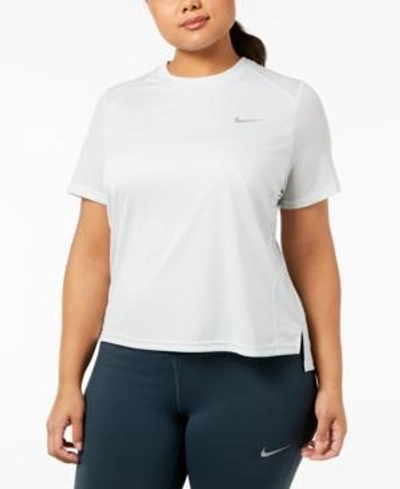 Shop Nike Plus Size Miler Running Top In Barely Grey