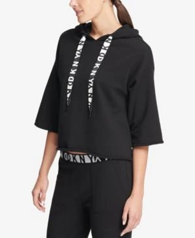 Shop Dkny Sport Relaxed Cropped Hoodie, Created For Macy's In Black
