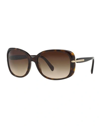 Shop Prada Gradient Rectangle Plastic Sunglasses In Brown