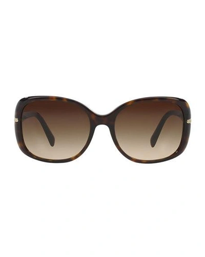Shop Prada Gradient Rectangle Plastic Sunglasses In Brown