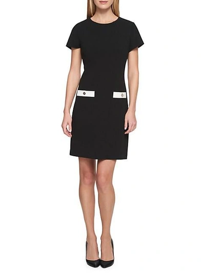 Shop Tommy Hilfiger Scuba Crepe Pocket Dress In Black Ivory
