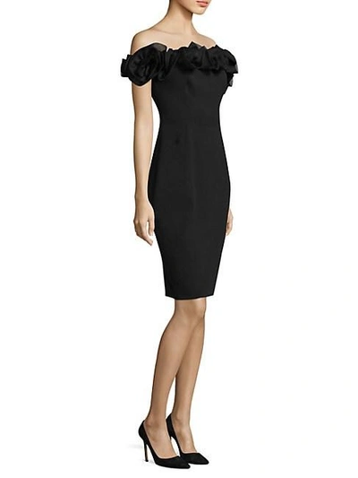 Shop Aidan Mattox Off-the-shoulder Ruffle Dress In Black