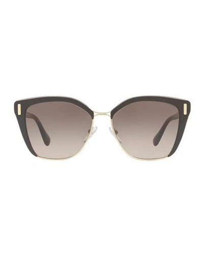 Shop Prada Square Mirrored Acetate Sunglasses In Brown