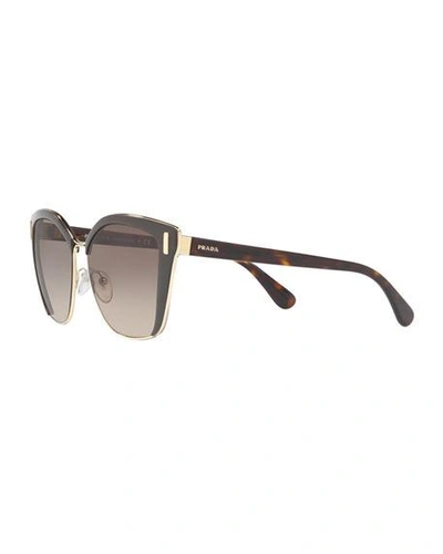 Shop Prada Square Mirrored Acetate Sunglasses In Brown