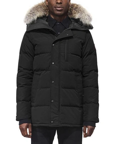 Shop Canada Goose Men's Carson Fusion-fit Down Parka Coat With Fur-trim Hood In Black
