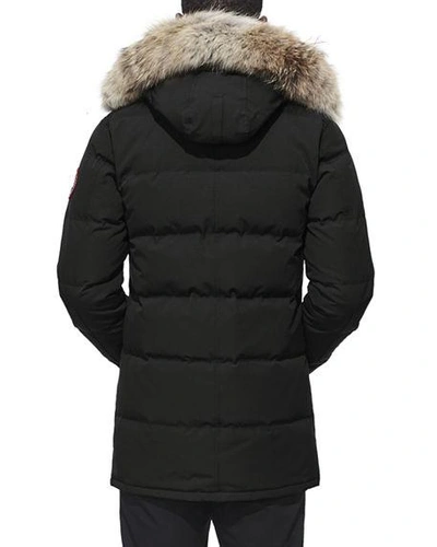 Shop Canada Goose Men's Carson Fusion-fit Down Parka Coat With Fur-trim Hood In Black