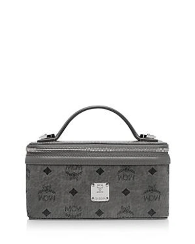 Shop Mcm Visetos Cosmetics Case In Phantom Gray/silver