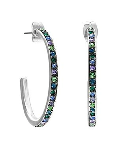 Shop Adore Multicolor Crystal Hoop Earrings In Blue