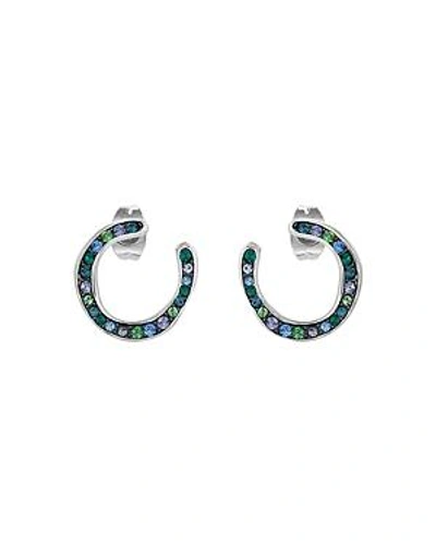 Shop Adore Multicolor Pave Crystal Frontal Hoop Earrings In Blue