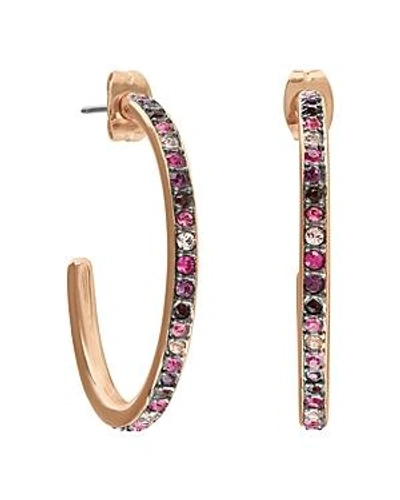 Shop Adore Multicolor Crystal Hoop Earrings In Pink