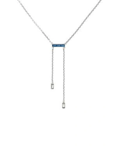 Shop Adore Baguette Bar Lariat Necklace, 16 In Blue