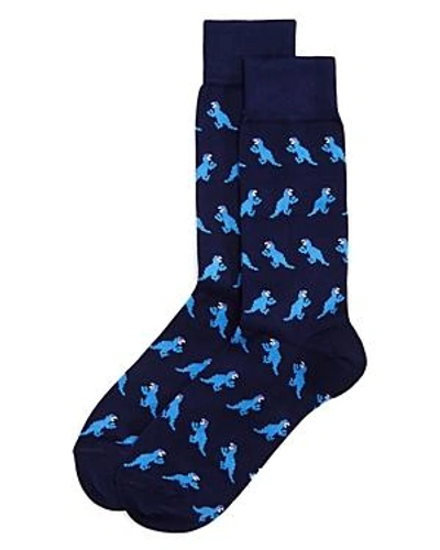Shop Paul Smith Dinosaur Socks In Navy/blue