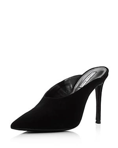 Shop Charles David Women's Carlyle Pointed Toe Suede High-heel Mules In Black