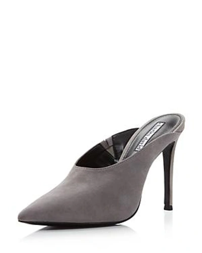 Shop Charles David Women's Carlyle Pointed Toe Suede High-heel Mules In Gray