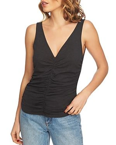 Shop 1.state Ruched V-neck Tank In Dark Heather Gray