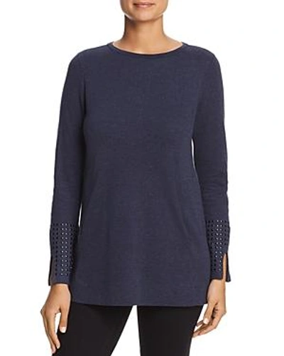 Shop Nic And Zoe Nic+zoe Stud Trim Top In Dark Indigo