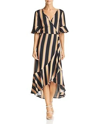 Shop Band Of Gypsies Victoria Herringbone Stripe Wrap Dress In Wine