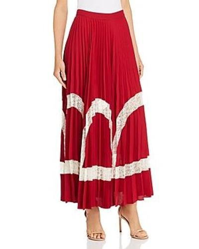 Shop Elizabeth And James Regina Lace-inset Maxi Skirt In Ruby/white