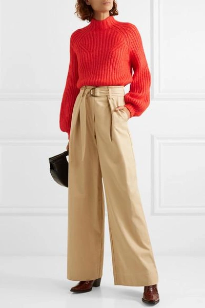 Shop Ulla Johnson Micha Ribbed Alpaca-blend Turtleneck Sweater In Crimson