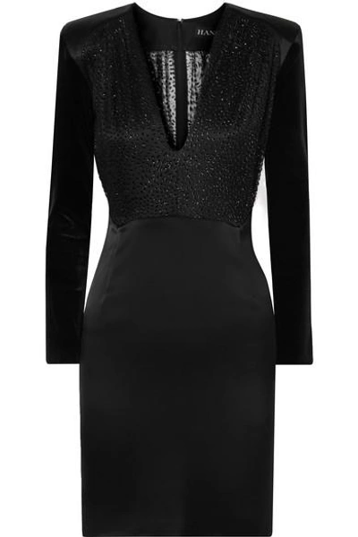 Shop Haney Stam Fil Coupé Mesh, Velvet And Satin Mini Dress In Black