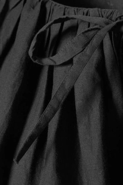 Shop Rhode Blanca Off-the-shoulder Ruffled Cotton-voile Top In Black
