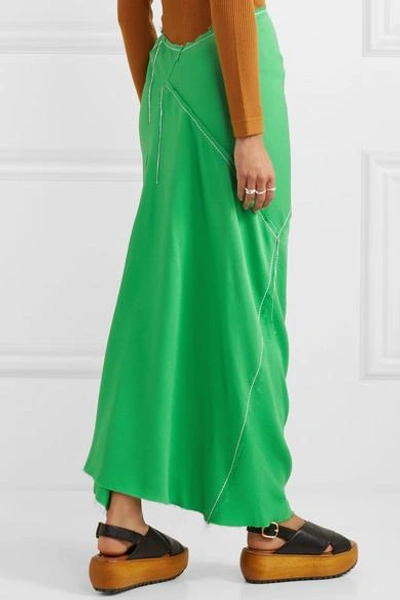 Shop Marni Asymmetric Crepe Maxi Skirt In Green