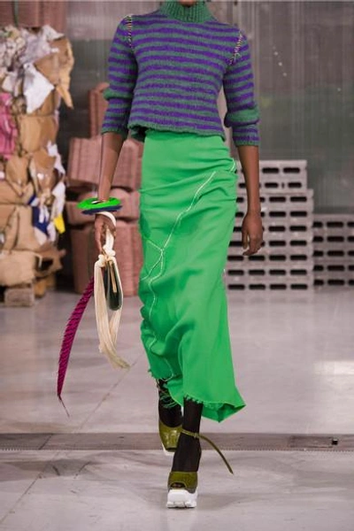 Shop Marni Asymmetric Crepe Maxi Skirt In Green