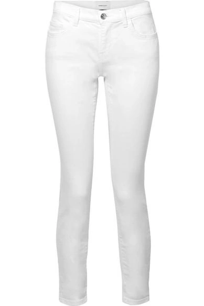 Shop Current Elliott The Stiletto Mid-rise Skinny Jeans In White