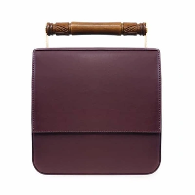 Shop Aevha London Helve Crossbody In Mulberry With Wooden Handle
