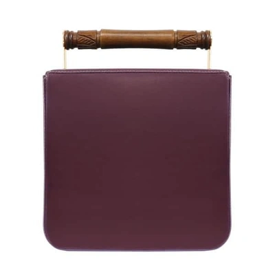 Shop Aevha London Helve Crossbody In Mulberry With Wooden Handle